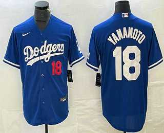 Men%27s Los Angeles Dodgers #18 Yoshinobu Yamamoto Number Blue Stitched Cool Base Nike Jersey->los angeles dodgers->MLB Jersey